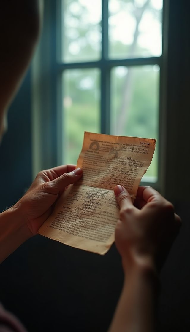 Ilustración de unas manos sosteniendo una carta antigua